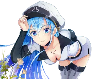 😏 f22f89c5 Esdeath Akame ga Kill! animé, fille, militaire, uniforme, cheveux bleus telegram sticker