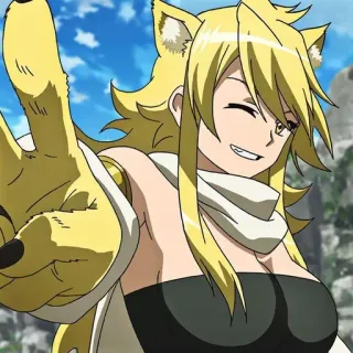 😉 5ffd36ed Anime, Fille, Signe de paix, Blonde, Renard, Dessin animé telegram sticker