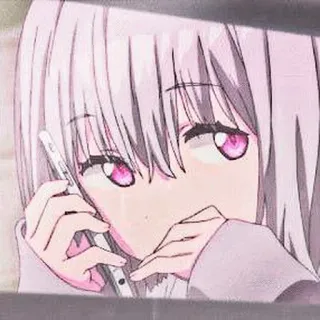 😷 8cc7af0f Anime, Garota, Telefone, Fofa, Mangá, Falando, Olhos rosa, Cabelo branco telegram sticker