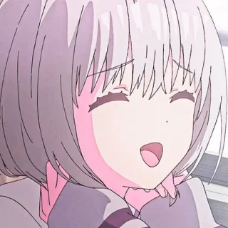 😂 c42e2de1 anime, menina, fofa, sorrindo, feliz, cabelo curto telegram sticker