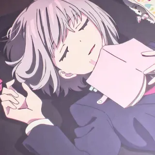 😴 fc22114d Anime, Garota, Dormindo, Livro, Fofo, Kawaii telegram sticker