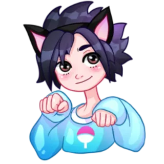 😺 6a303ced Sasuke Naruto Anime, Orecchie da gatto, Cartone animato, Adesivo, Fan art telegram sticker