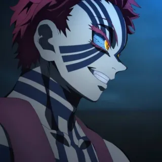 🌀 556c97df Akaza Demon Slayer 动漫, 恶魔, 反派, 条纹, 上弦之叁 telegram sticker