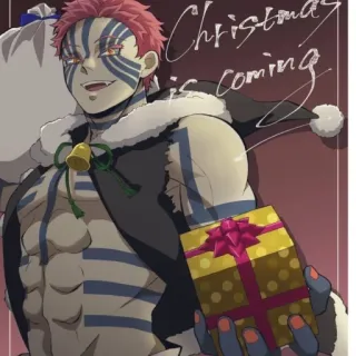 ❄️ e5e885aa Akaza Demon Slayer Christmas is coming Anime, Personaje, Navidad, Fiesta whatsapp sticker