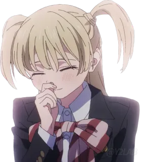 😂 e21ca70b อนิเมะ, ผู้หญิง, ผมบลอนด์, ยิ้ม, การ์ตูน telegram sticker