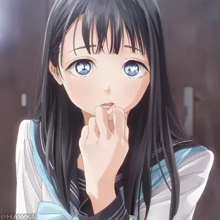 🎐 142d4585 애니메이션, 소녀, 교복, 인물 사진, 십대, 귀여운 telegram sticker