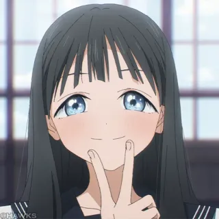 💠 2cd2e965 애니메이션, 소녀, 캐릭터, 평화, 미소, 긴 머리 telegram sticker