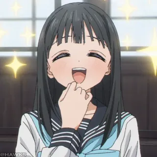 🎐 3f5d4889 애니, 소녀, 미소, 귀여운, 행복한, 활기찬, 반짝이는 telegram sticker