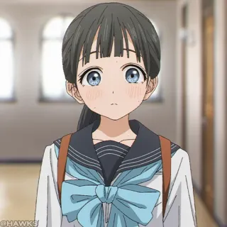 💠 452bc726 애니메이션, 소녀, 교복, 캐릭터, 파란 눈, 애니메이션 telegram sticker