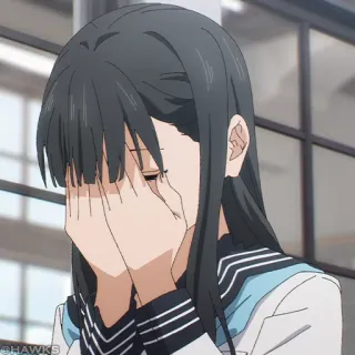 💠 70f0b3c5 애니메이션, 슬픈, 소녀, 교복, 우는, 절망 telegram sticker