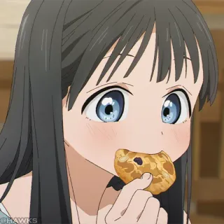 🎐 7e0e5744 애니메이션 여자, 먹는, 쿠키, 귀여운, 간식 telegram sticker