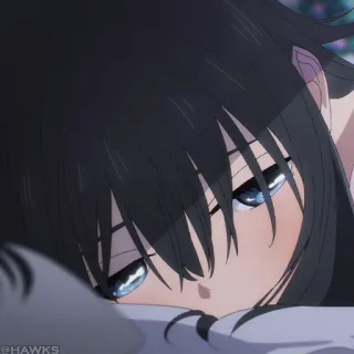 💠 94b4713d @HAWKS 애니메이션, 캐릭터, 슬픈, 소녀 telegram sticker