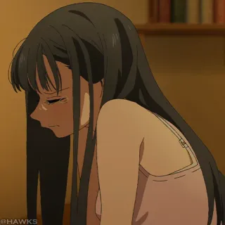 💠 c8830625 @HAWKS 애니메이션, 여자, 슬픈, 우는, 감정적인, 민소매 셔츠 telegram sticker