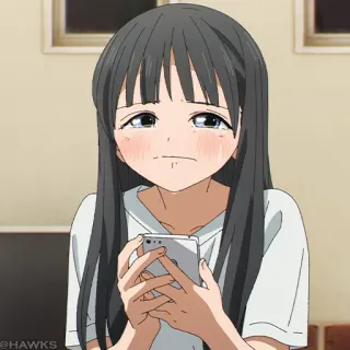 💠 d8b9cf73 애니메이션, 소녀, 슬픈, 전화, 우는 telegram sticker