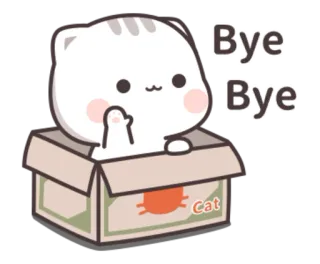 👋 72b23371 Bye Bye mèo, động vật, hộp, chào hỏi, tạm biệt, dễ thương, phim hoạt hình telegram sticker
