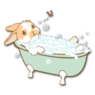 🛁 968d490b กระต่าย, บันนี่, อาบน้ำ, อ่างฟอง, น่ารัก, สัตว์, การ์ตูน whatsapp sticker