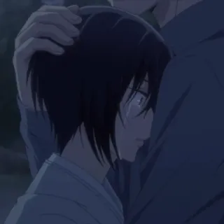 🕸 9e5c353f 动漫, 哭泣, 难过, 拥抱, 情绪化, 安慰 telegram sticker