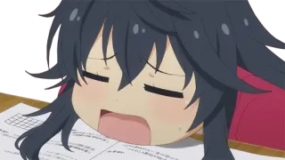 😩 21200875 アニメ, 女の子, 睡眠, 疲労困憊, 疲れた, 学生, かわいい telegram sticker