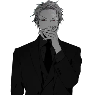 😎 e4930c6e 吸烟, 香烟, 男人, 西装, 动漫风格, 黑暗 telegram sticker