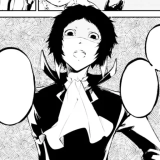 ♠ 104ba1f8 Akutagawa Ryunosuke Bungou Stray Dogs anime, manga, character, black and white, Bungou Stray Dogs, Akutagawa, Ryunosuke whatsapp sticker