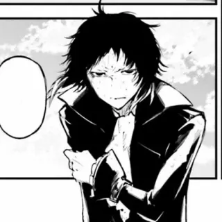 ♠ 1a5d8f32 Akutagawa Bungou Stray Dogs anime, manga, Akutagawa, Bungou Stray Dogs, black and white whatsapp sticker