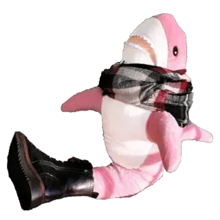 🦈 575d2ad6 鲨鱼, 毛绒玩具, 靴子, 围巾, 粉色, 玩具 whatsapp sticker