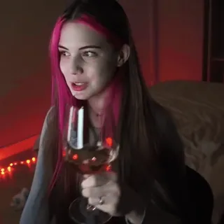 🌸 1fd6b4cb donna, vino, ritratto, interno, capelli rosa, adulto telegram sticker