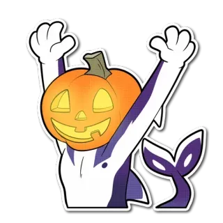 🤨 841a9113 Хэллоуин, тыква, рыба, костюм whatsapp sticker