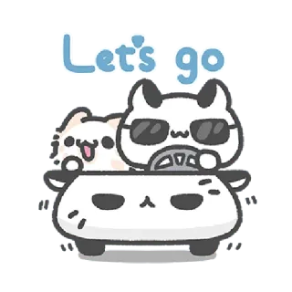 ✳️ 576dd53a Let's go gatto, guida, cartone animato, carino, divertente, viaggio telegram sticker