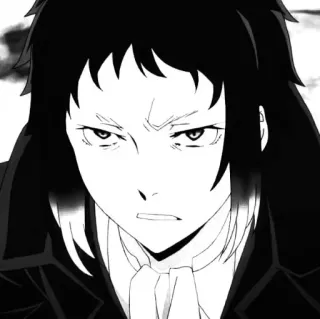 🐈‍⬛️ 080d83d5 Akutagawa Ryunosuke Bungo Stray Dogs Аниме, Манга, Персонаж, Черно-белый, Серьезный whatsapp sticker