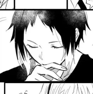 🐈‍⬛️ 2e503d08 Манга, Аниме, Чёрно-белое, Портрет, Человек, Иллюстрация whatsapp sticker