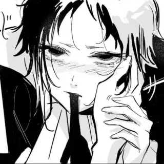 🐈‍⬛️ 3edde686 Аниме, Манга, Монохром, Искусство, Пьющий, Персонаж whatsapp sticker