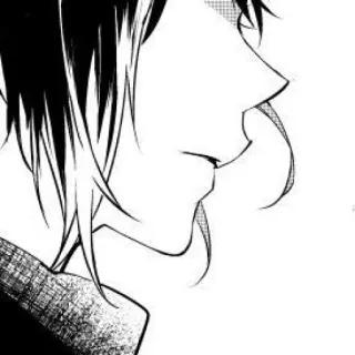 🐈‍⬛️ 4e9f8b15 Аниме, Манга, Профиль, Чёрно-белое, Портрет, Иллюстрация whatsapp sticker