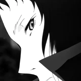 🐈‍⬛️ 535fe1c2 Аниме, Персонаж, Портрет, Черно-белое whatsapp sticker