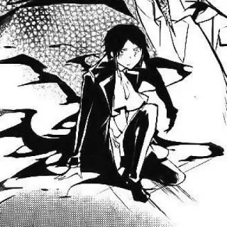 🐈‍⬛️ 637e66a4 Аниме, Манга, Черно-белый, Персонаж, Искусство whatsapp sticker