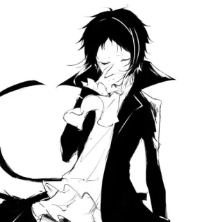 🐈‍⬛️ a15d6388 Atsushi Nakajima Bungo Stray Dogs Аниме, Манга, Ацуши Накадзима, Bungo Stray Dogs, Чёрно-белый whatsapp sticker