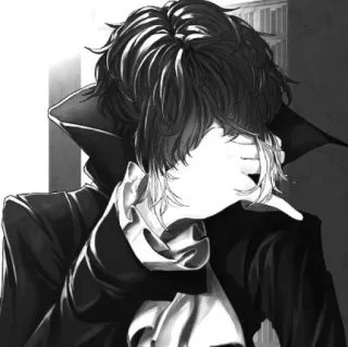 🐈‍⬛️ c25b6449 Аниме, Манга, Персонаж, Чёрно-белый whatsapp sticker