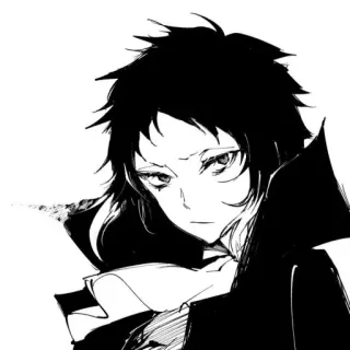 🐈‍⬛️ d5e4b44d Akutagawa Ryunosuke Bungo Stray Dogs Аниме, Манга, Персонаж, Портрет, Черно-белое, Bungo Stray Dogs, Акутагава Рюноскэ whatsapp sticker