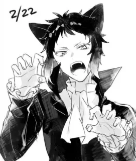 🐈‍⬛️ dbe458a3 2/22 Аниме, Кошачьи уши, Вампир, Рисунок, Манга, Хэллоуин, Мультфильм whatsapp sticker