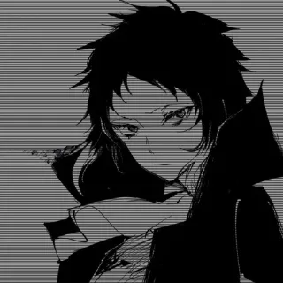 🖤 f6309f93 Atsushi Nakajima Bungou Stray Dogs Аниме, Манга, Чёрно-белый, Портрет, Bungou Stray Dogs, Ацуши Накаджима whatsapp sticker