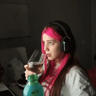 🧃 f901cc2e donna, capelli rosa, cuffie, bevanda, gamer, internet telegram sticker