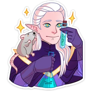 🤩 b6a0114e Elf, Ratte, Trank, Wissenschaft, Fantasy, Cartoon, Figur, Magie telegram sticker