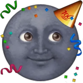 🎊 90b513d0 月亮, 派对, 庆祝, 表情符号, 彩带 telegram sticker