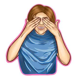 🙈 e279d570 femme, se cacher les yeux, dessin animé, personne, coucou telegram sticker