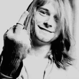 🤬 b44f3cc4 Kurt Cobain 科特·柯本, 竖中指, 摇滚明星, 音乐家, 涅槃乐队 whatsapp sticker