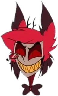 😃 210c2c07 Alastor Hazbin Hotel demone, radio, male, sorriso, rosso telegram sticker