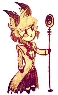 🧐 4c512905 Alastor Hazbin Hotel demone, microfono, cartone animato, Hazbin Hotel, personaggio, arte telegram sticker