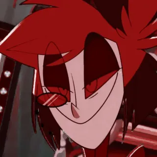 🧨 4f26b390 Alastor Hazbin Hotel kreskówka, demon, radio, uśmiech, czerwony telegram sticker