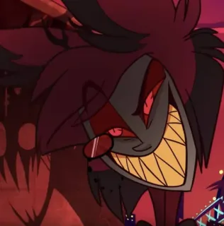 🍾 47f67cc7 Alastor Hazbin Hotel 悪魔, カートゥーン, 邪悪, 笑顔, 赤, ラジオデーモン, アラスター telegram sticker