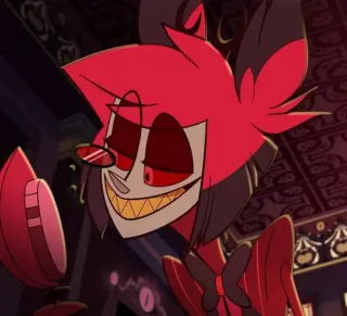 🍾 47fa93bd Alastor Hazbin Hotel 悪魔, Hazbin Hotel, アラスター, ラジオデーモン, 笑顔 telegram sticker